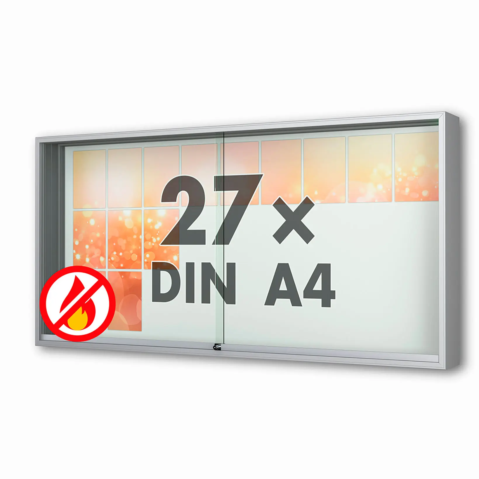 27 x DIN A4 Schaukasten Fortis mit Schiebetüren - 210 mm Bautiefe