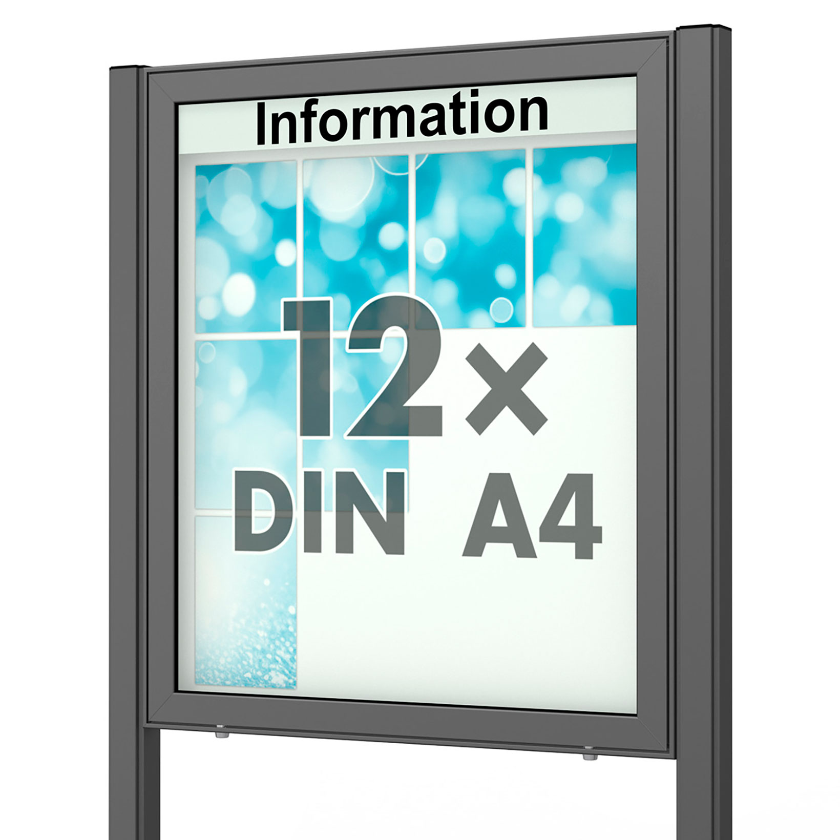 12 x DIN A4 Schaukasten Planus - mit Standbeinen - DB 703 (anthrazit) 12 x DIN A4 Schaukasten Planus - mit Standbeinen - DB 703 (anthrazit)